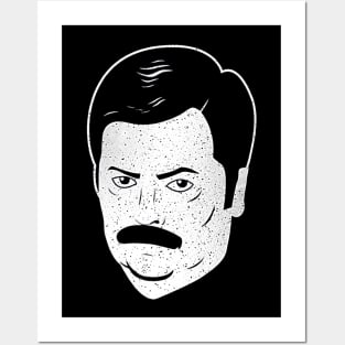 Ron Swanson Face black tee Posters and Art